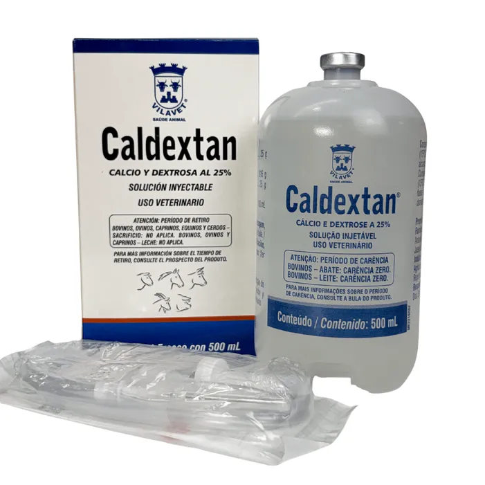 Caldextan 500ml + Equipo Cálcio Dextrose Bovinos Vilavet