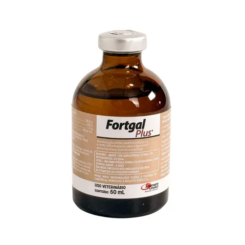 Fortgal Plus 50ml - Sulfadoxina + Trimetoprim + Piroxicam Antimicrobiano e Anti-inflamatório Injetável para Bovinos, Suínos e Equinos | Agener União