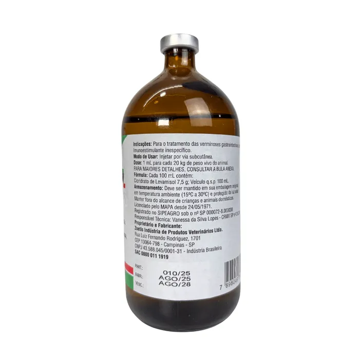 Ripercol L Injetável 250ml Levamisol Vermífugo Bovinos