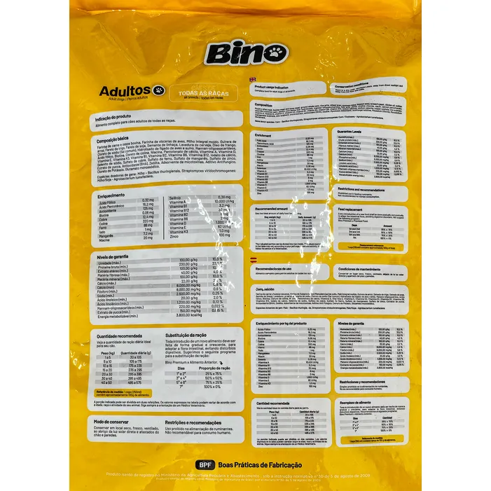 Bino Premium Especial Cães Adultos 10,1kg Carne Frango