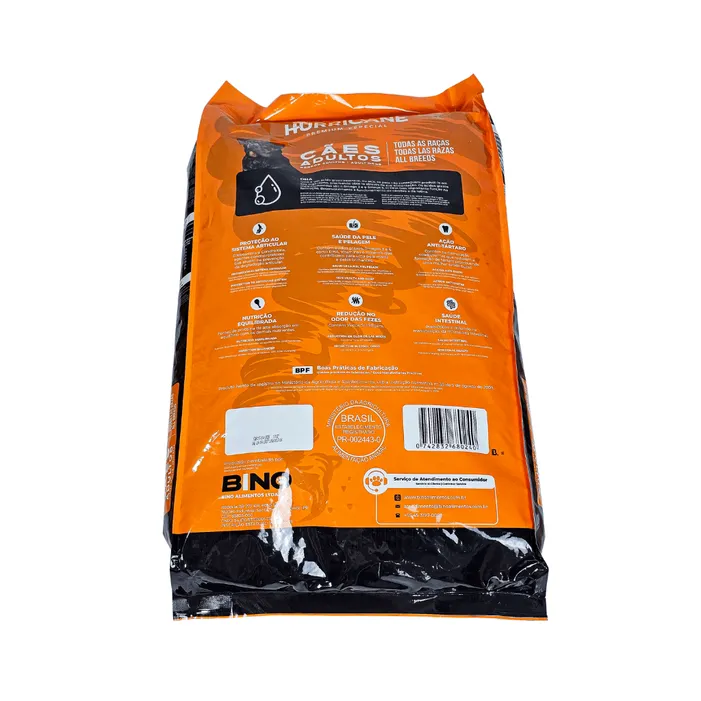 Ração Hurricane Cães Adultos Todas as Raças 15kg Bino