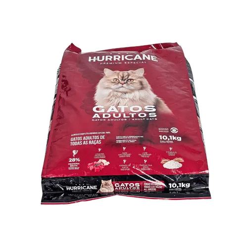 Hurricane Premium Especial Gatos Adultos 10,1kg Ração Seca Premium Especial com DHA para Gatos Adultos de Todas as Raças | Bino Alimentos