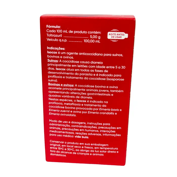 Isocox 100ml Toltrazuril 5% Anticoccidiano | Ourofino