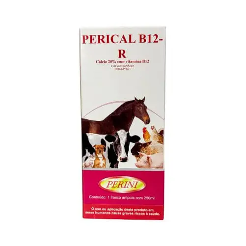 Perical B12 Reforçado 250ml — Cálcio Injetável com Fósforo, Magnésio e B12 para Bovinos, Equinos e Suínos | Perini