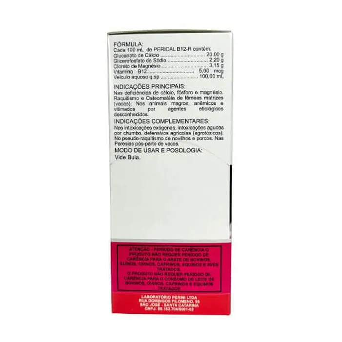 Perical B12 Reforçado 250ml Cálcio Injetável | Perini