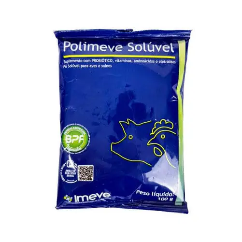 Polimeve Probiótico Solúvel 100g — Suplemento com Probióticos, Vitaminas e Eletrólitos para Aves e Suínos | Imeve