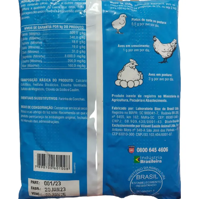 Farinha de Cálcio Aveforte 1kg - Suplemento Mineral para Aves | Agro Mercadovet