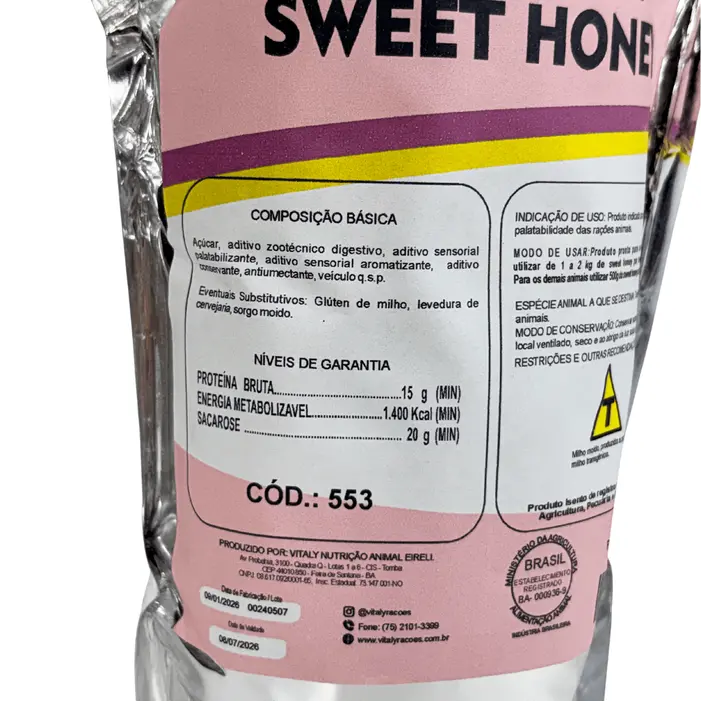 Sweet Honey Dry 1kg Palatabilizante para Suínos | Vitaly