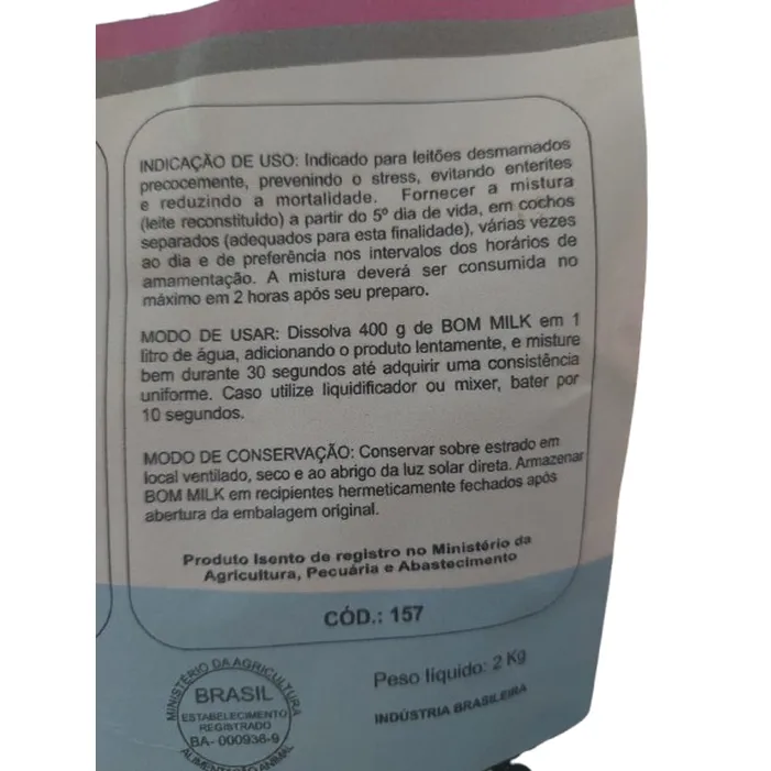 Bom Milk 2kg Vitaly | Suplemento Nutricional para Leitões Desmamados