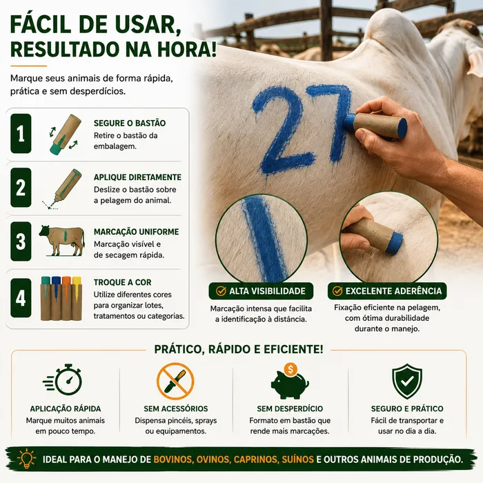 Tinta Marcadora em Bastão Eco 55 g | Caixa com 10 Unidades