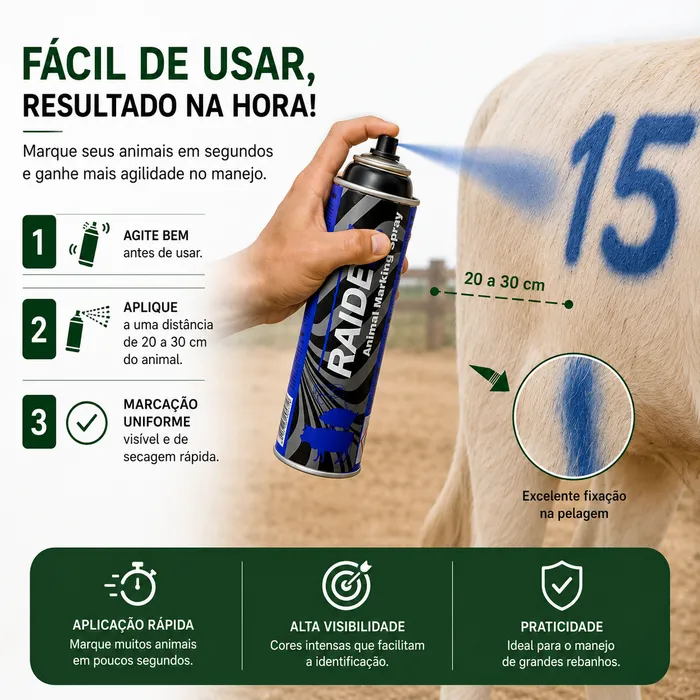 Tinta Marcadora em Spray Raidex 500 ml para Identificação Animal