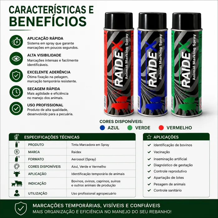 Tinta Marcadora em Spray Raidex 500 ml para Identificação Animal