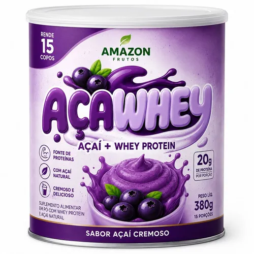 AçaWhey Amazon Frutos – Açaí + Whey Protein 380g | 20g de Proteína por Porção