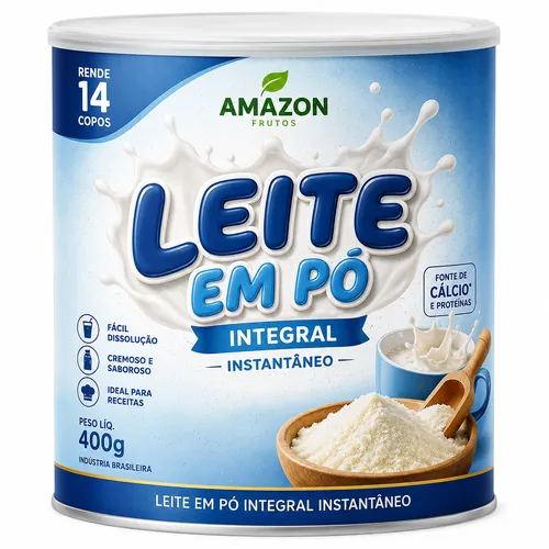 Leite em Pó Integral Amazon Frutos 400g – Instantâneo