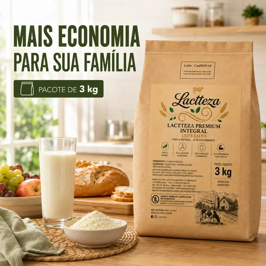 Leite em Pó integral 3 kg