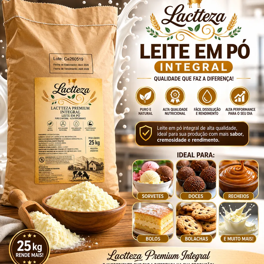 LEITE EM PO INTEGRAL LACTTEZA - 25 KG