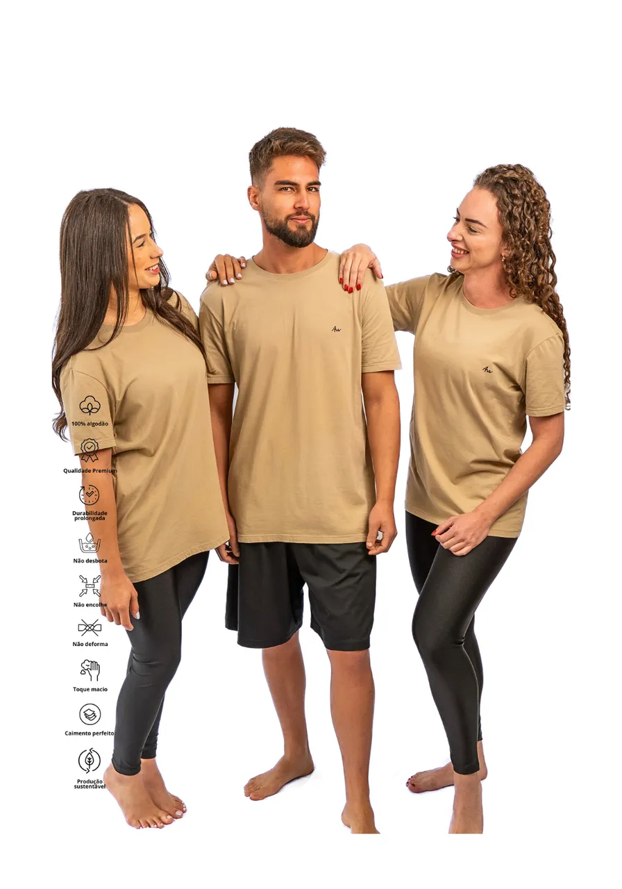Camiseta Cappuccino 100% Algodão Premium - fibra natural que não desbota
