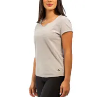 Camiseta feminina algodão premium acabamento a fio cinza claro - imagem 3