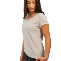 Camiseta feminina algodão premium acabamento a fio cinza claro - imagem 4