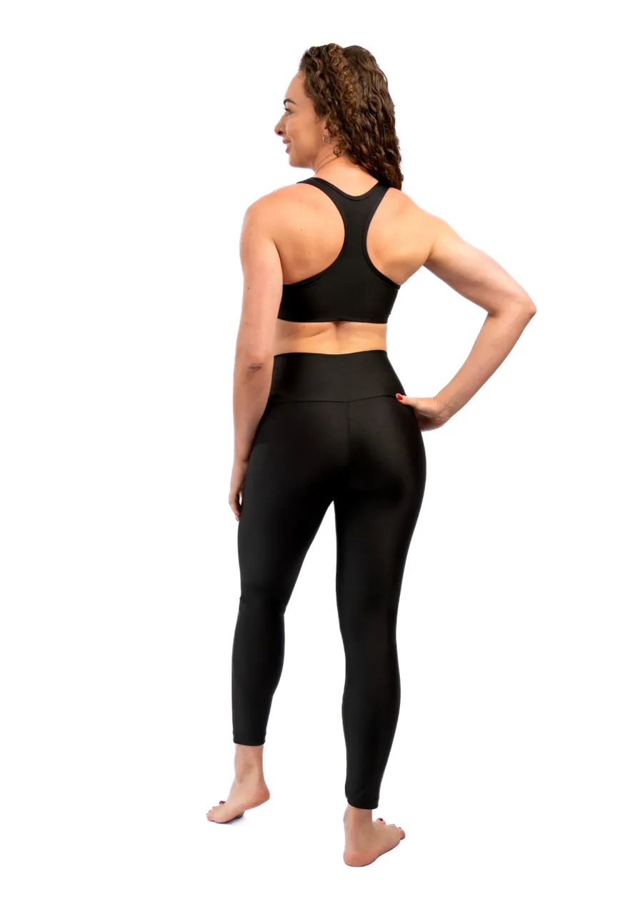 Legging Black - Brilho elegante, Proteção UV 50+, Zero Transparência, Durabilidade Superior e Secagem Rápida