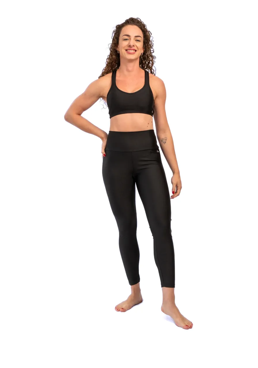 Legging Black - Brilho elegante, Proteção UV 50+, Zero Transparência, Durabilidade Superior e Secagem Rápida