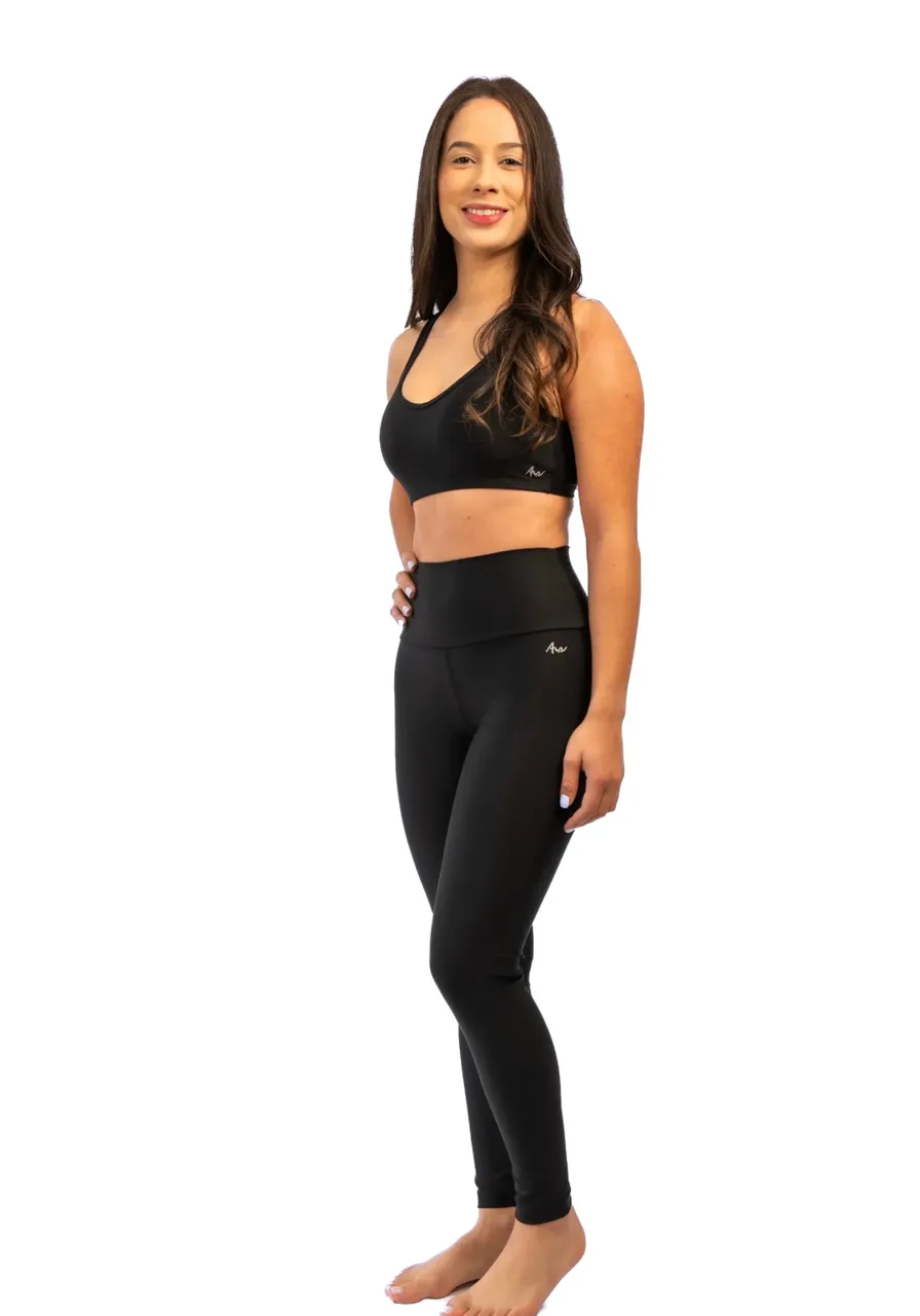 Legging Black - Brilho elegante, Proteção UV 50+, Zero Transparência, Durabilidade Superior e Secagem Rápida
