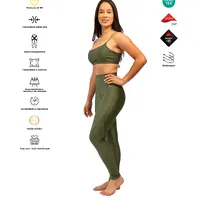 Legging Forest Green - Brilho elegante, recortes modeladores, proteção UV, secagem rápida e extremo conforto - imagem 1