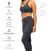 Legging Grey com bolsos laterais - zero transparência, proteção UV, compressão inteligente e secagem rápida - imagem 1