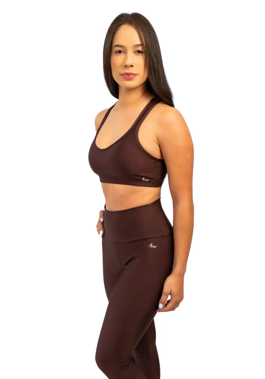 Legging Shine Performance Marrom café