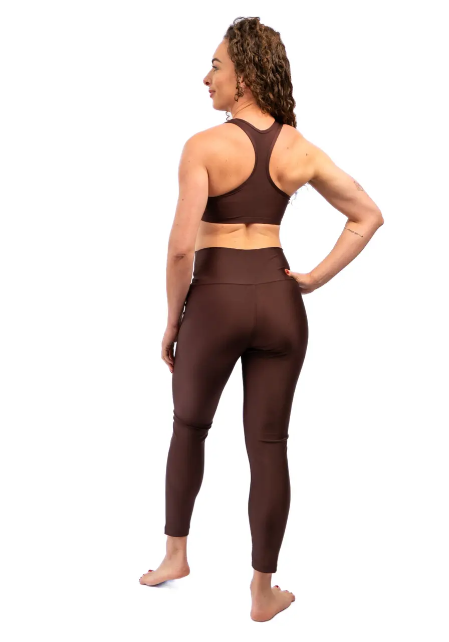 Legging Shine Performance Marrom café