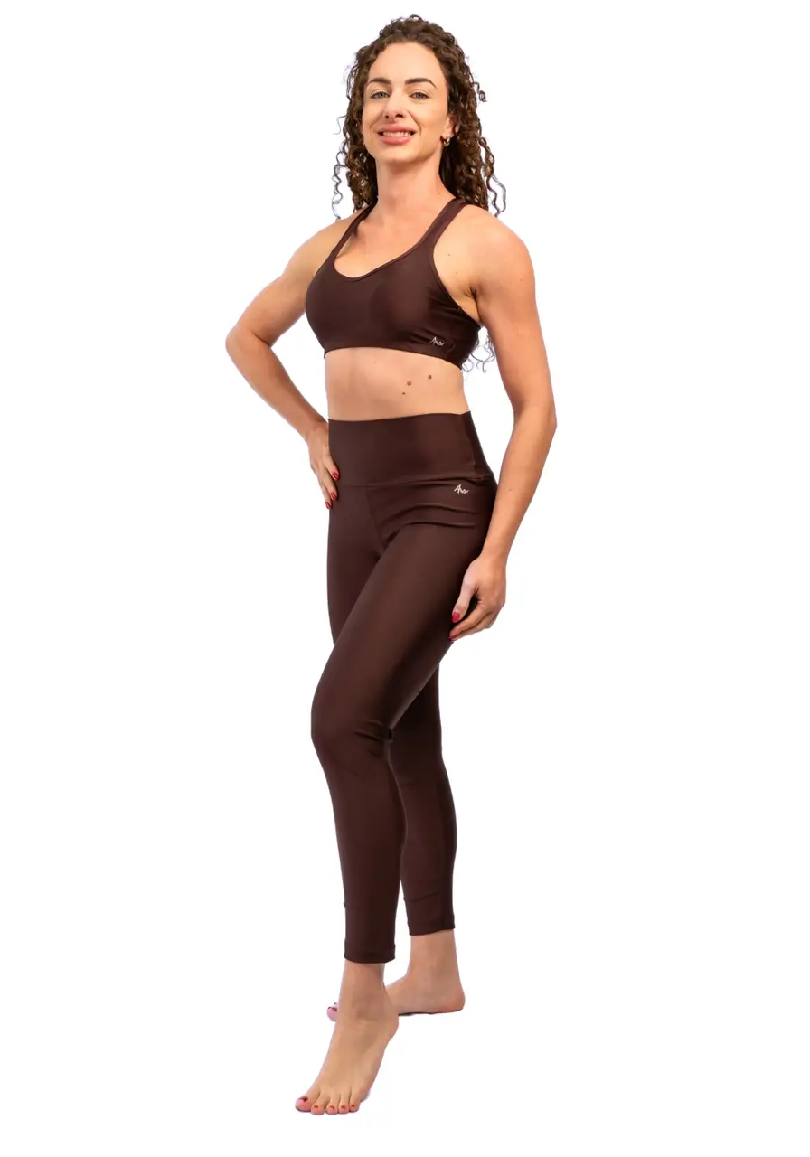 Legging Shine Performance Marrom café