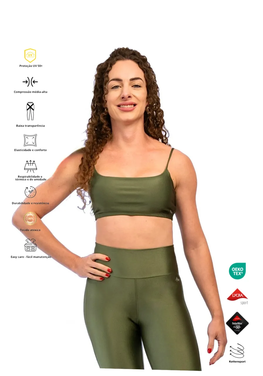 Top Forest Green - Brilho elegante, proteção UV, durabilidade superior, extremo conforto, tecido duplo, secagem rápida