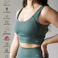 Top Deep Green Modelador - alta sustentação, proteção UV, tecido duplo, secagem rápida - imagem 1