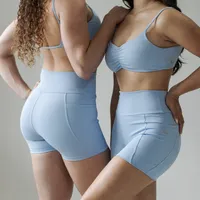 Short Blue Sky com bolsos laterais, proteção UV, zero transparência, compressão inteligente, secagem rápida - imagem 4