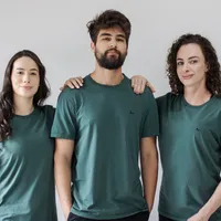 Camiseta 100% algodão Premium Verde Esmeralda - fibra natural que não desbota - imagem 2