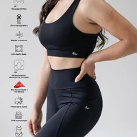 Top High Performance Ultra Black com bolso traseiro, alta sustentação, tecido duplo, secagem rápida e conforto - imagem 1