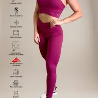 Legging High Performance Fúcsia modela a cintura, zero transparência, proteção UV e secagem rápida - imagem 1