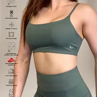 Top High Performance Deep Green com alças finas, proteção UV, tecido duplo e secagem rápida - imagem 1