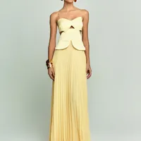 Vestido Longo Com Saia Plissada Manteiga Dancing Wind - imagem 1