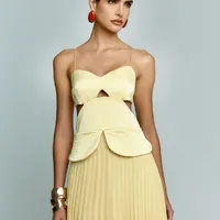 Vestido Longo Com Saia Plissada Manteiga Dancing Wind - imagem 3