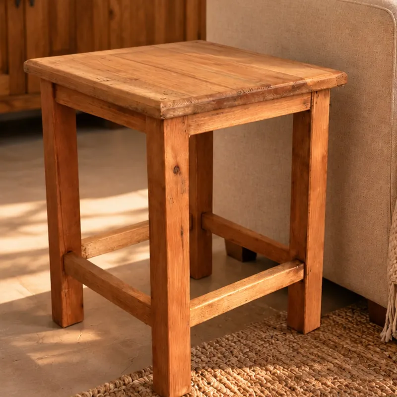 Banqueta Quadrada de Madeira Baixa 35 cm