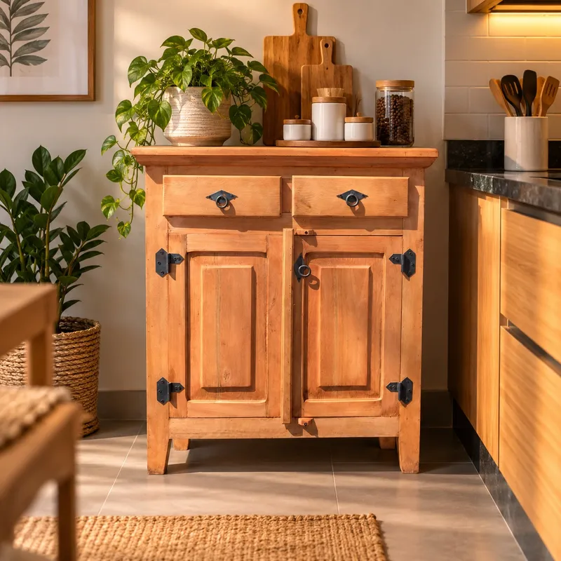 Arcaz Buffet de Madeira 80 cm com 2 Portas