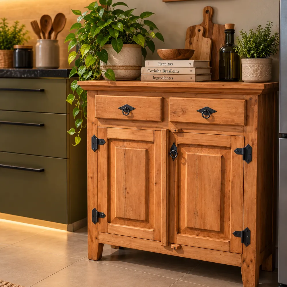 Arcaz Buffet de Madeira 100 cm com 2 Portas | Arte Velha