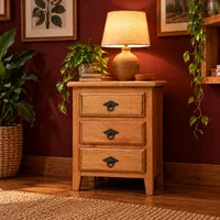 Mesa de Cabeceira de Madeira 40 cm com 3 Gavetas | Arte Velha - imagem 1