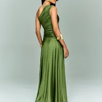 Vestido de Festa Um Ombro Só Drapeado Verde Oliva Liverpool - imagem 2
