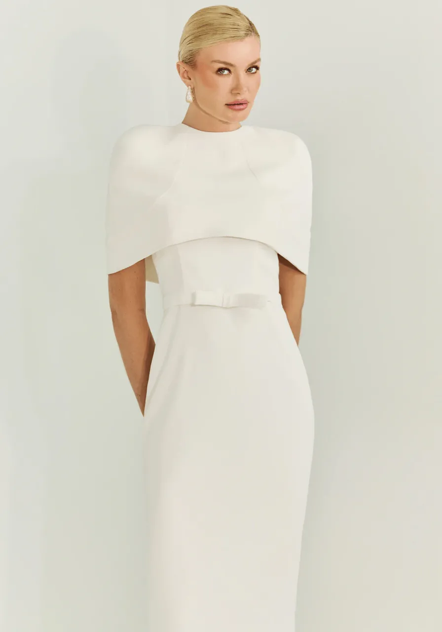 Vestido De Noiva Com Sobreposição No Ombro Off White Timelees Love