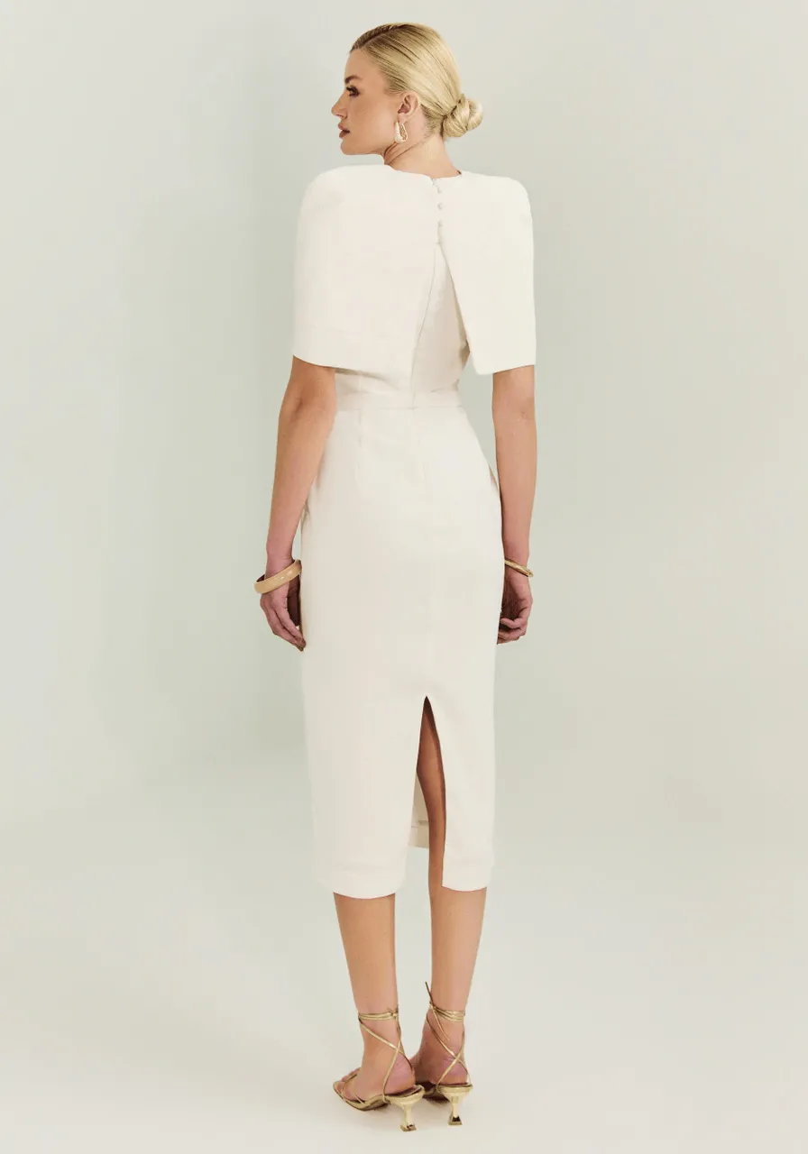 Vestido De Noiva Com Sobreposição No Ombro Off White Timelees Love