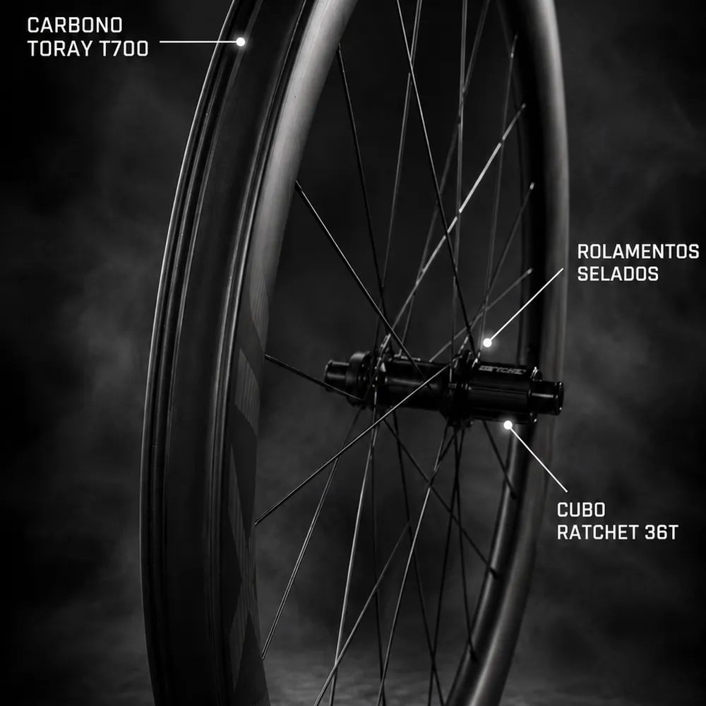Roda de Carbono Disc Brake Gravel 45mm INMETRO | Axion Cycle