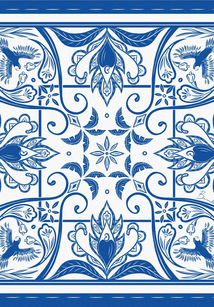 Lenço Caju 60x60 (Azul)