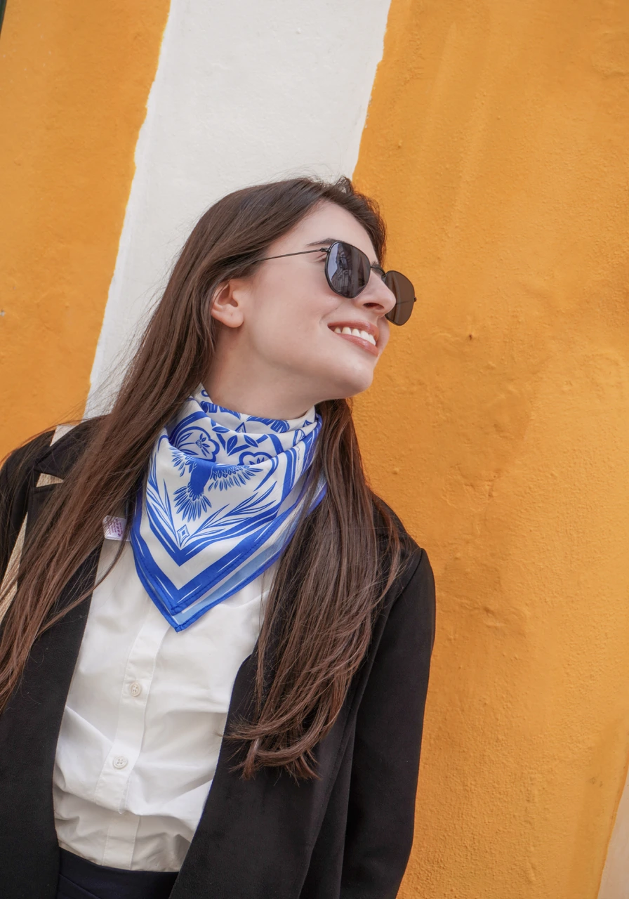 Lenço Caju Azul Mini